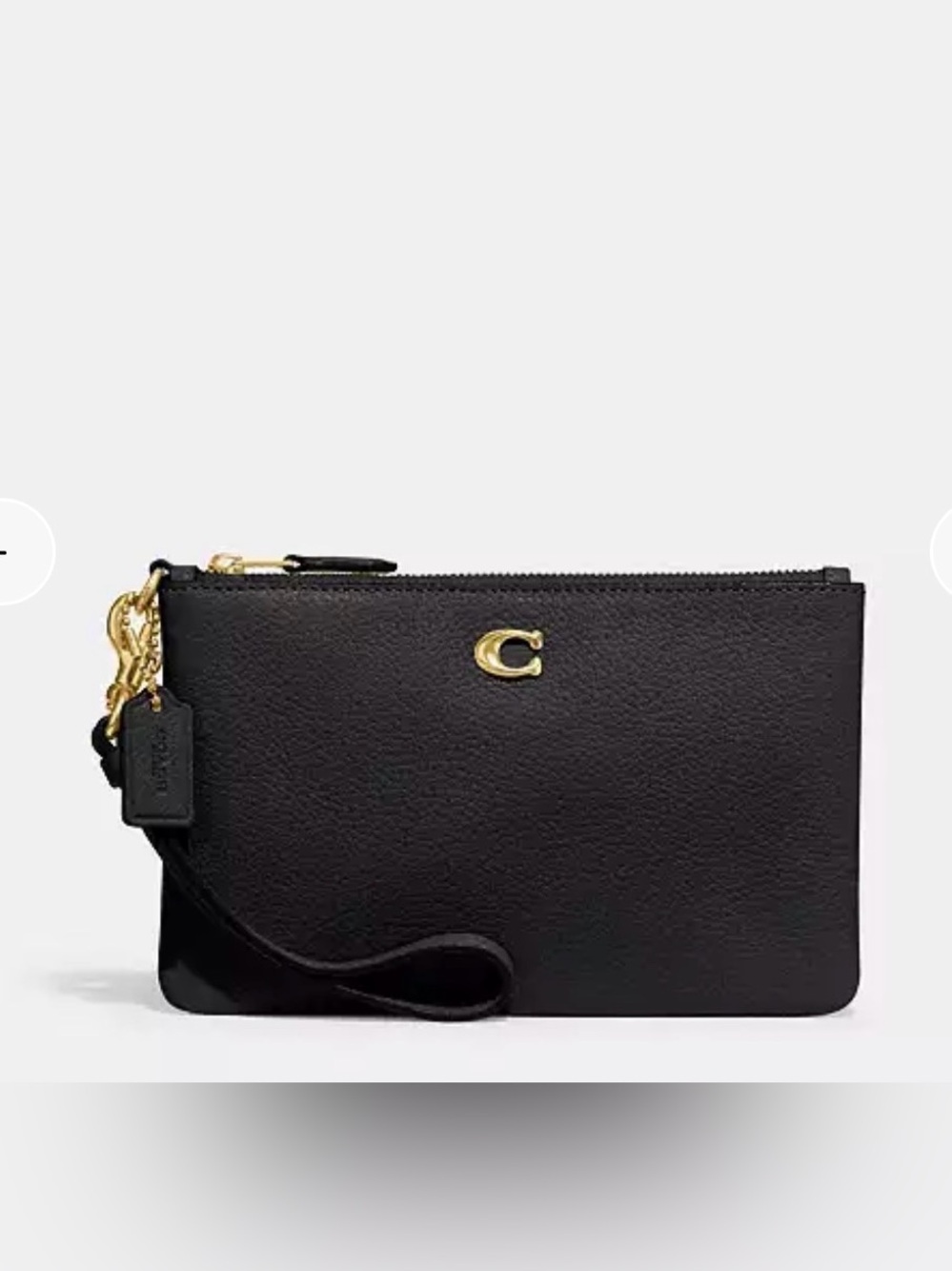 Coach Black Leather Essentials Wristlet Clutch w/ Gold Accent new w/ tags!